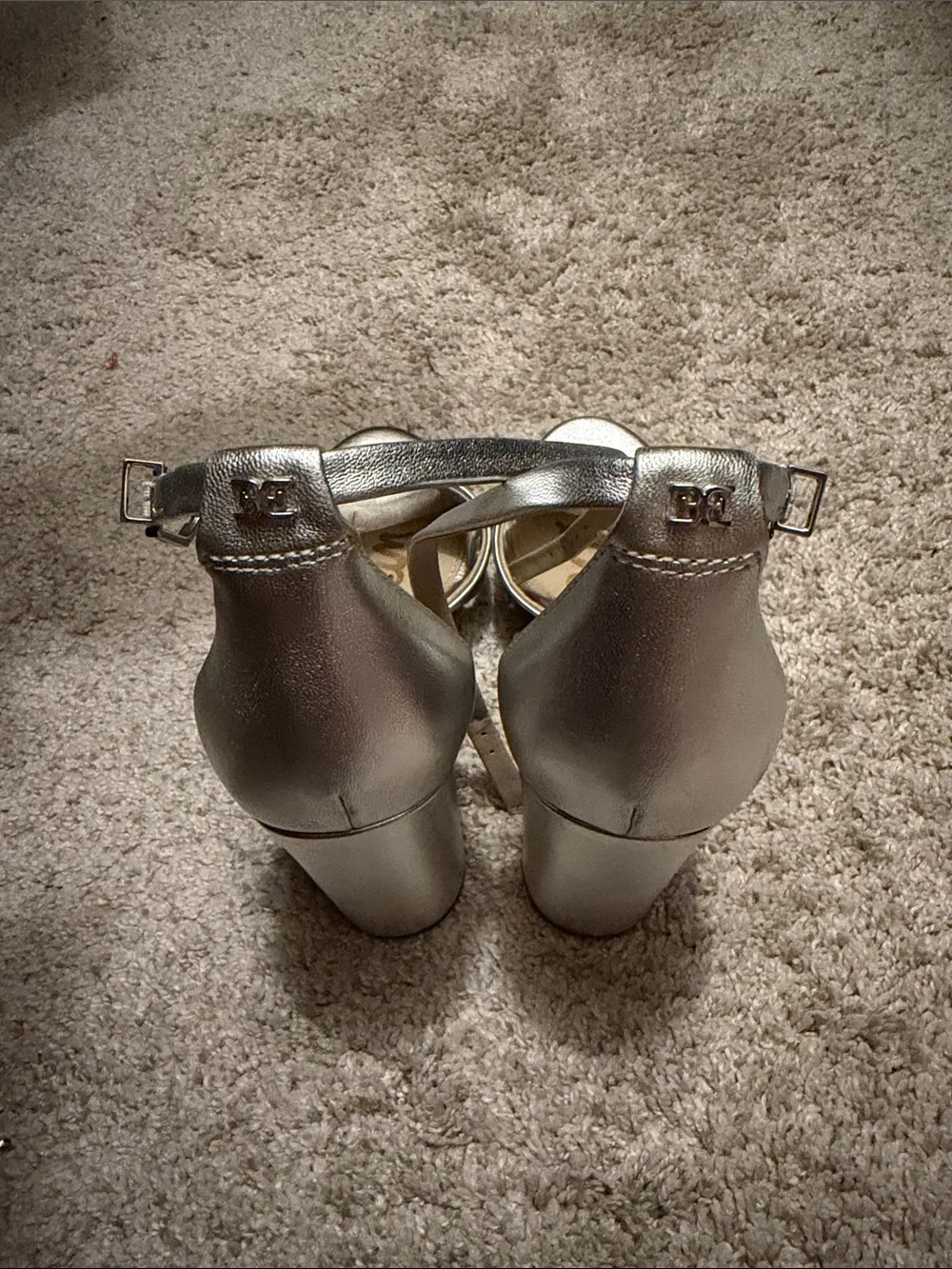 Sam Edelman Silver Ankle-Strap Block Heel Sandal Size 7.5